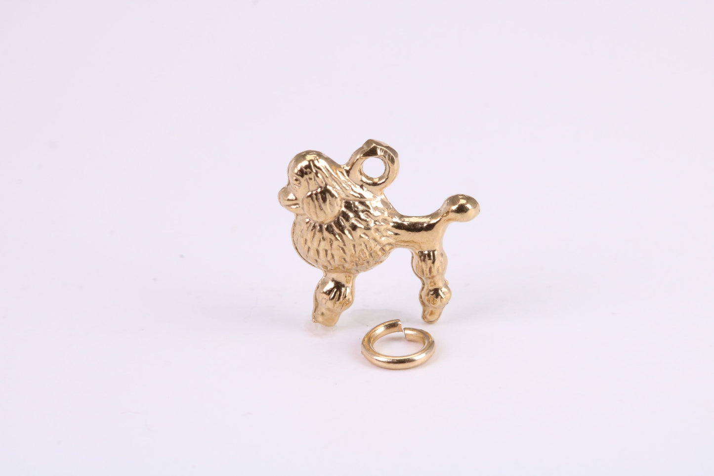 Poodle Dog Charm, Traditional Charm, Made from Solid Yellow Gold, British Hallmarked, Complete with Attachment Link