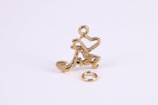 Love Jazz Charm, Traditional Charm, Made from Solid Yellow Gold, British Hallmarked, Complete with Attachment Link