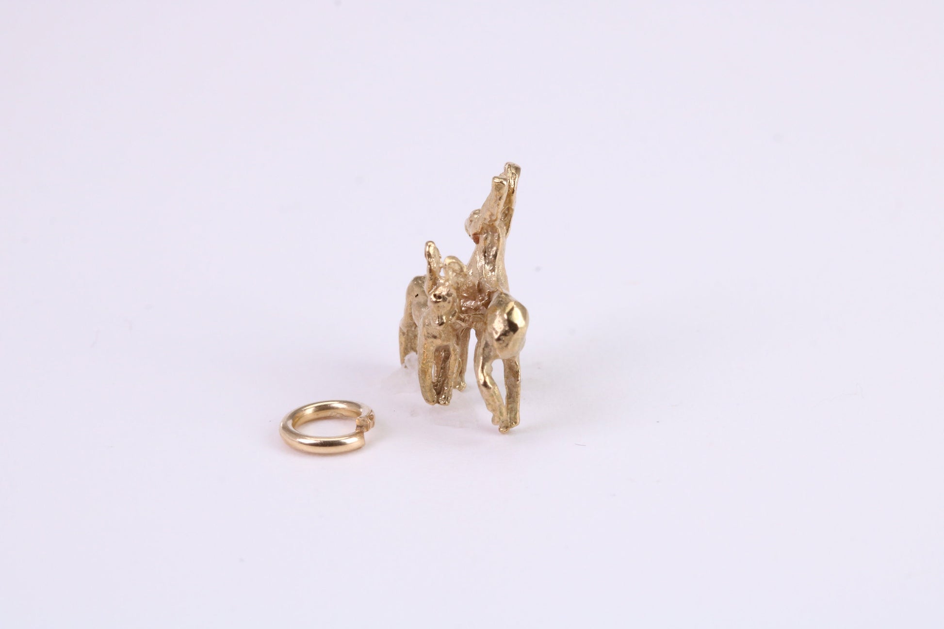Deer and Fawn Charm, Traditional Charm, Made from Solid Yellow Gold, British Hallmarked, Complete with Attachment Link