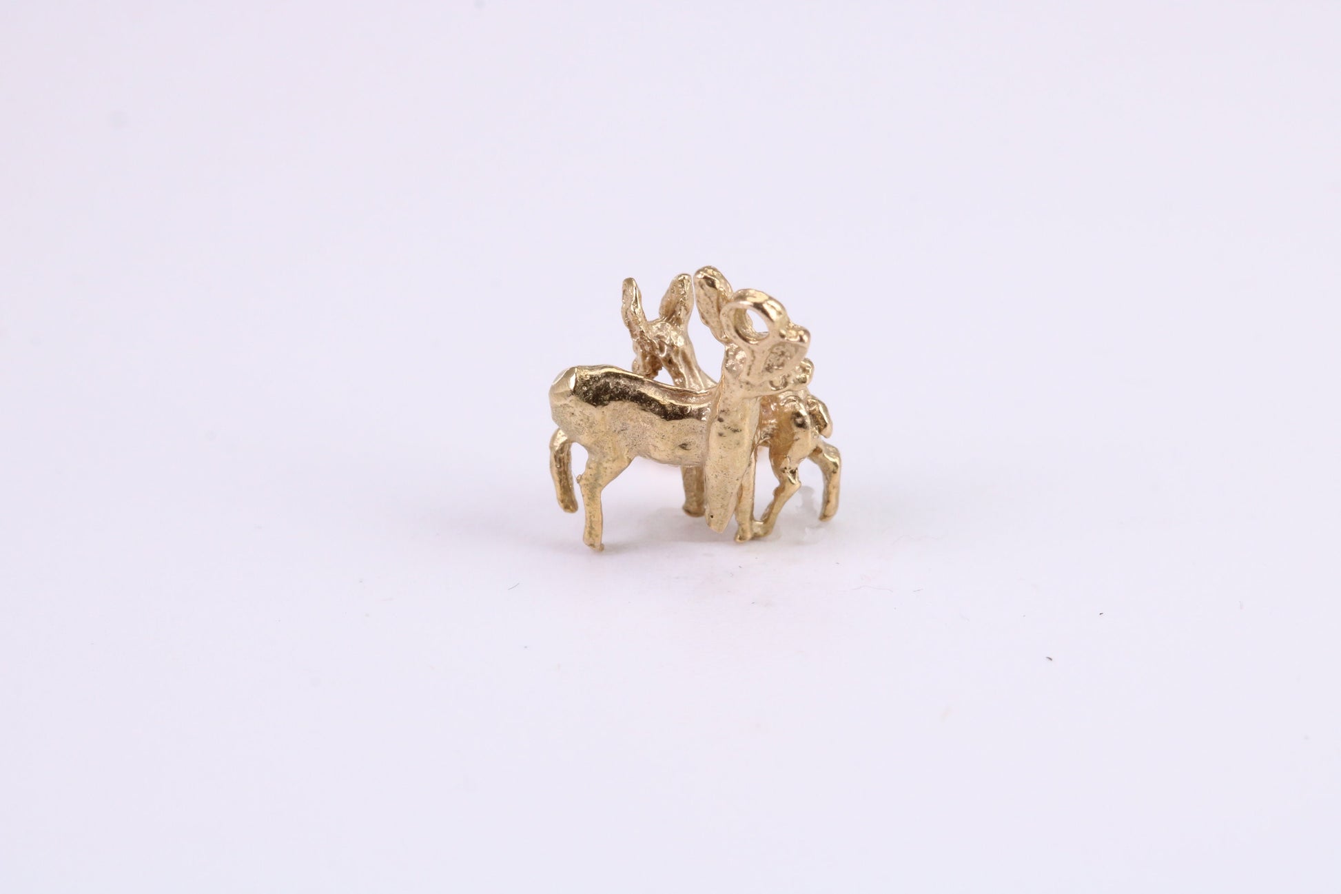 Deer and Fawn Charm, Traditional Charm, Made from Solid Yellow Gold, British Hallmarked, Complete with Attachment Link