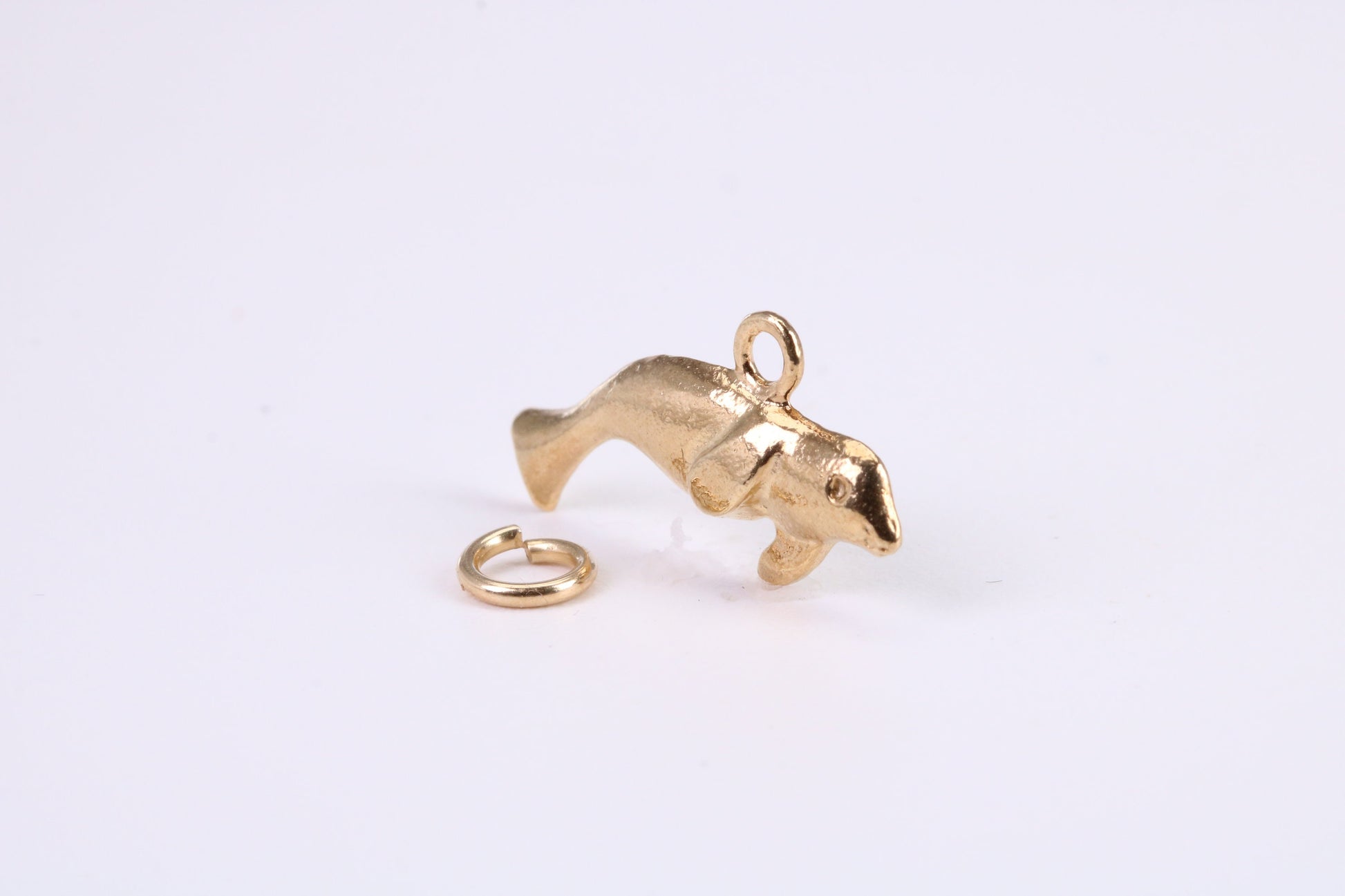 Manatee Charm, Traditional Charm, Made from Solid Yellow Gold, British Hallmarked, Complete with Attachment Link
