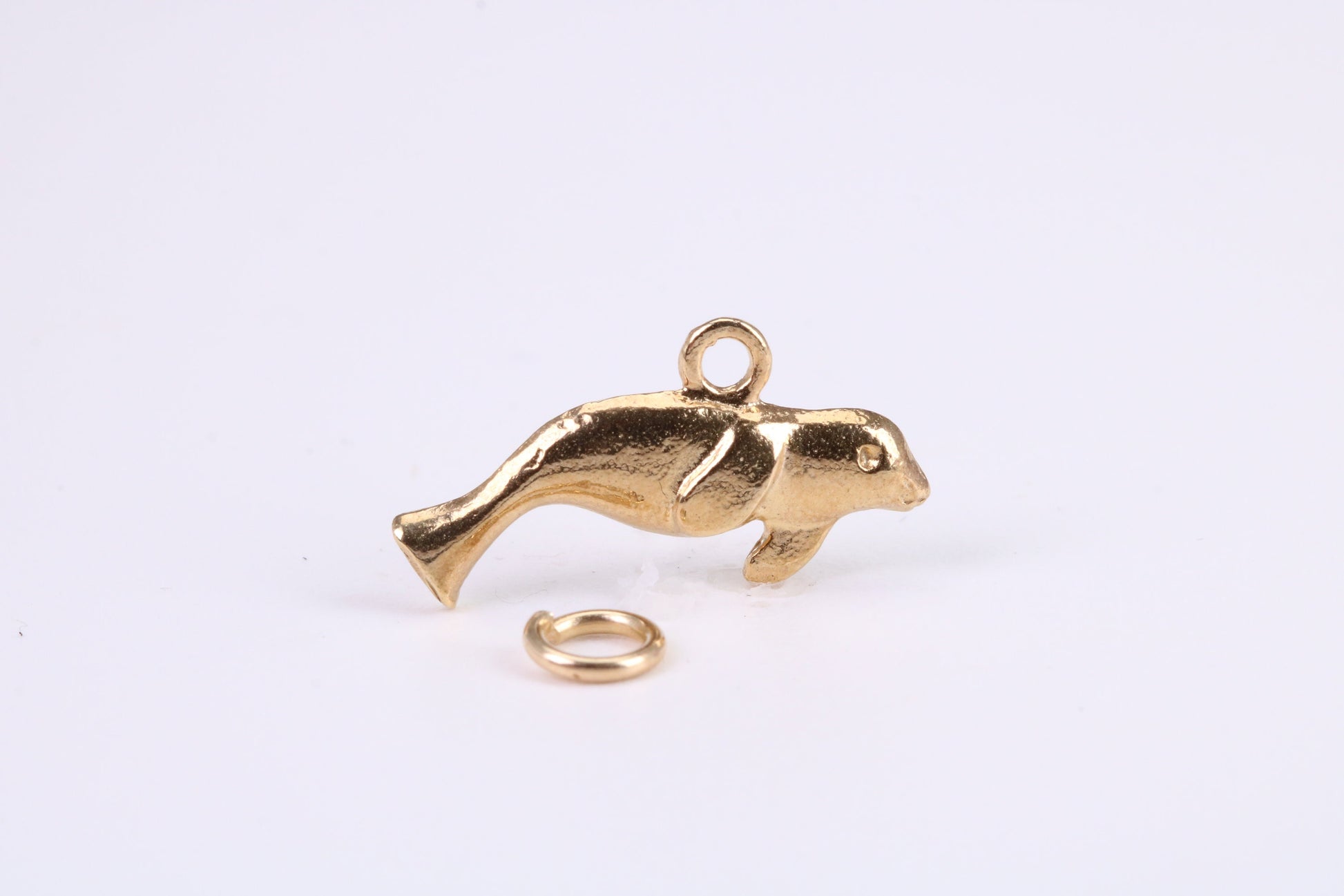 Manatee Charm, Traditional Charm, Made from Solid Yellow Gold, British Hallmarked, Complete with Attachment Link