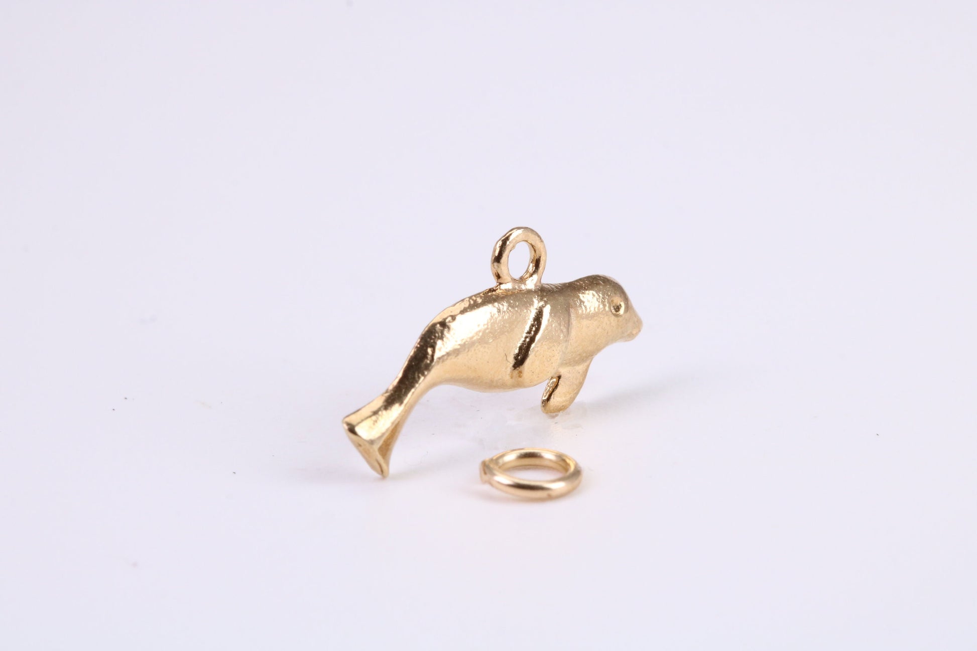 Manatee Charm, Traditional Charm, Made from Solid Yellow Gold, British Hallmarked, Complete with Attachment Link