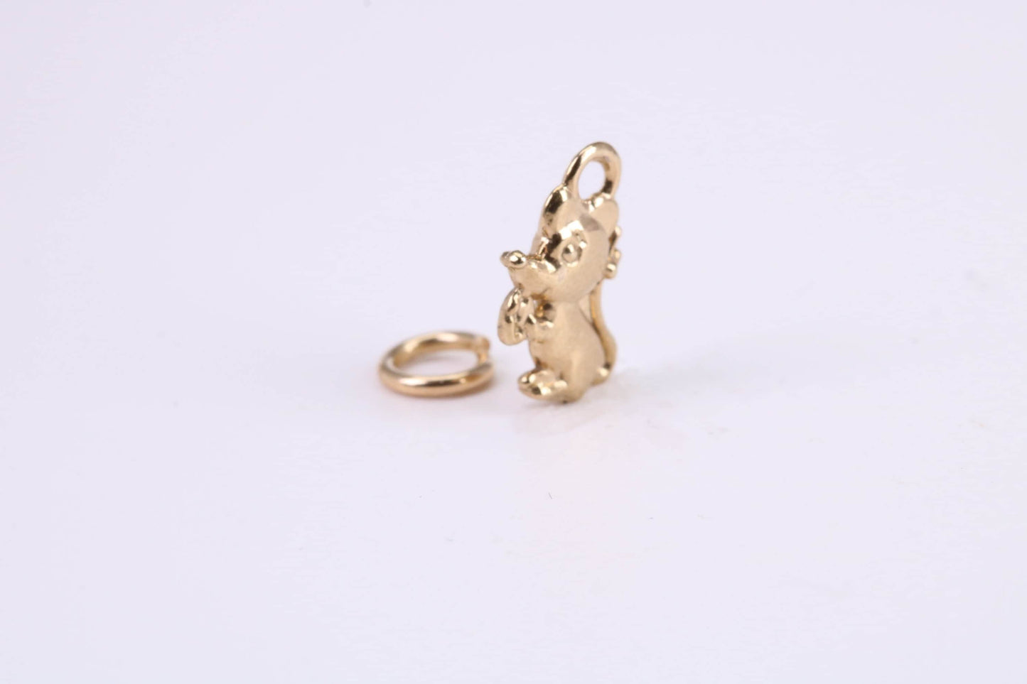 Mouse Charm, Traditional Charm, Made from Solid Yellow Gold, British Hallmarked, Complete with Attachment Link