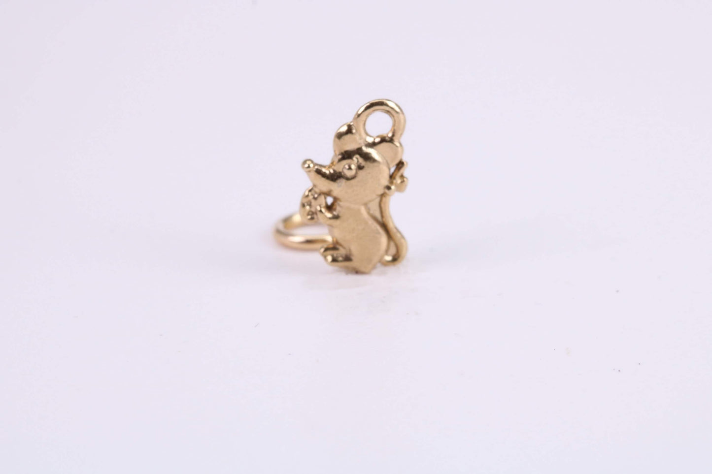 Mouse Charm, Traditional Charm, Made from Solid Yellow Gold, British Hallmarked, Complete with Attachment Link