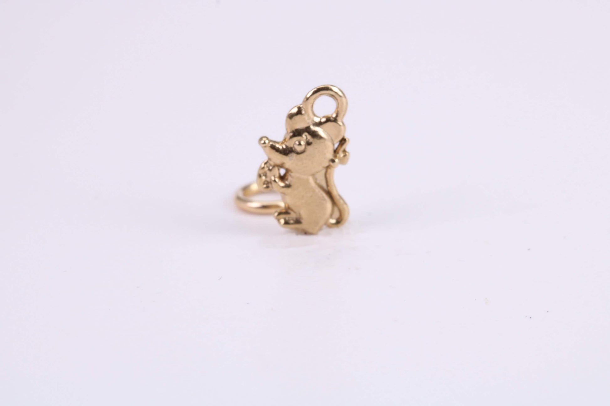 Mouse Charm, Traditional Charm, Made from Solid Yellow Gold, British Hallmarked, Complete with Attachment Link