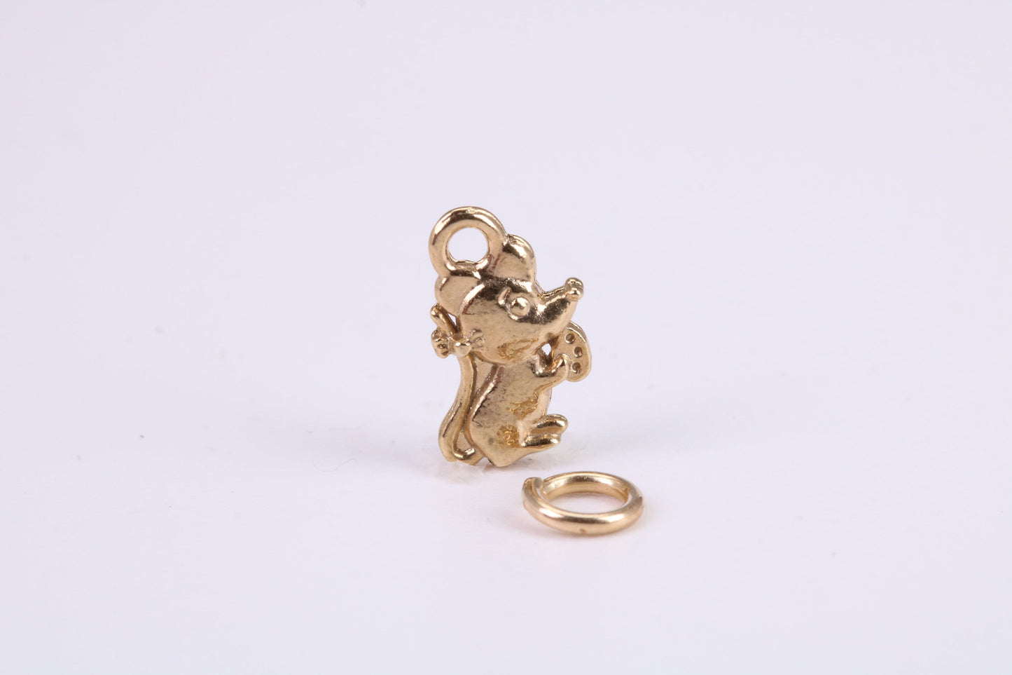 Mouse Charm, Traditional Charm, Made from Solid Yellow Gold, British Hallmarked, Complete with Attachment Link