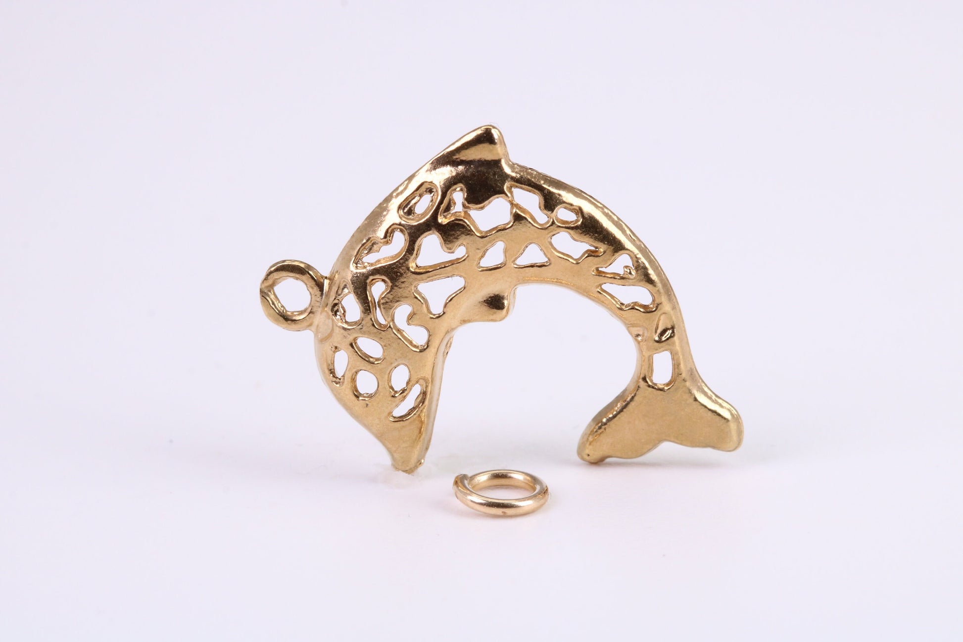 Fish Charm, Traditional Charm, Made from Solid Yellow Gold, British Hallmarked, Complete with Attachment Link