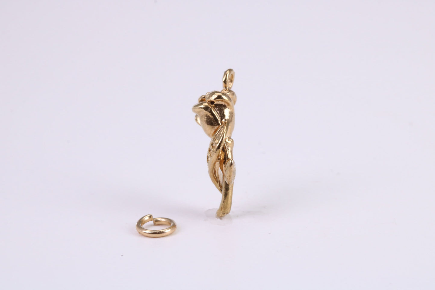 Mothers Day Rose Flower Charm, Traditional Charm, Made from Solid Yellow Gold, British Hallmarked, Complete with Attachment Link