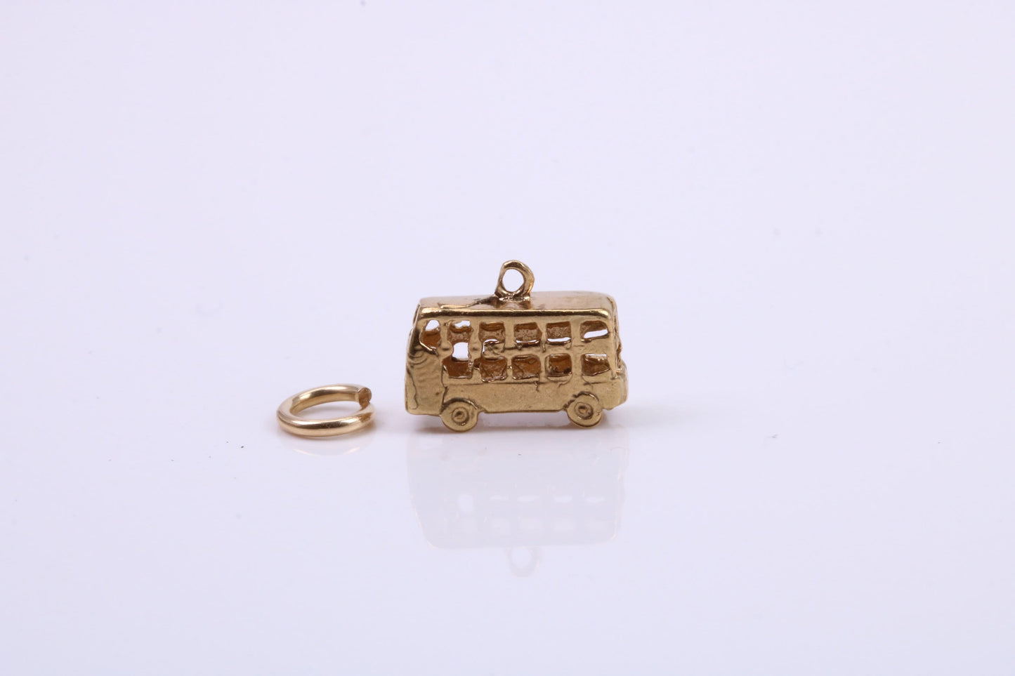 London Bus Charm, Traditional Charm, Made from Solid Yellow Gold, British Hallmarked, Complete with Attachment Link