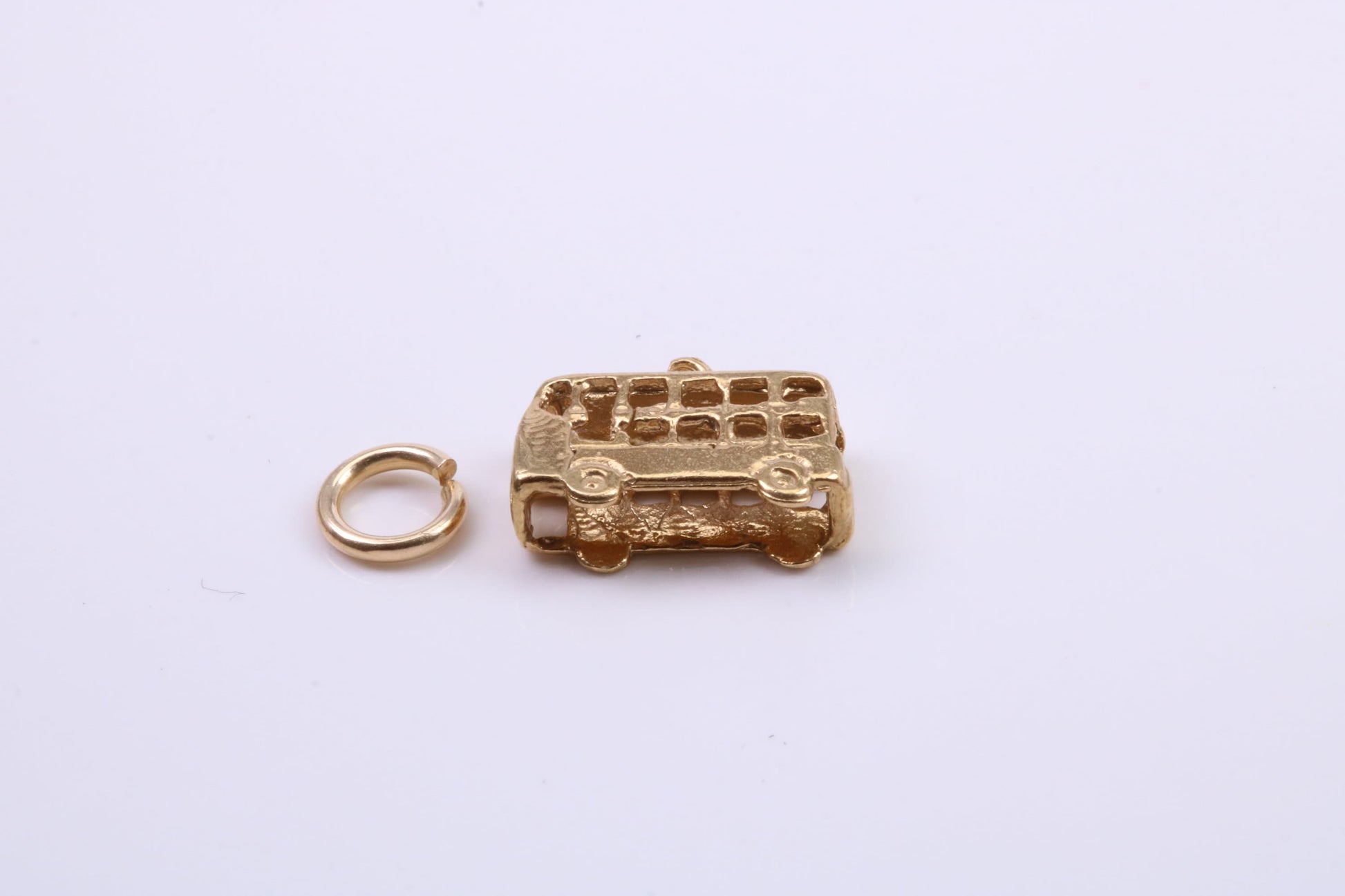 London Bus Charm, Traditional Charm, Made from Solid Yellow Gold, British Hallmarked, Complete with Attachment Link