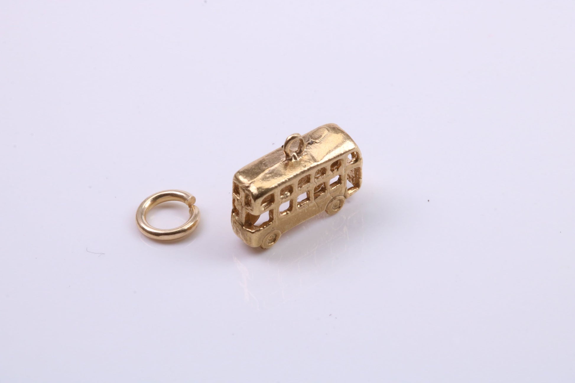 London Bus Charm, Traditional Charm, Made from Solid Yellow Gold, British Hallmarked, Complete with Attachment Link