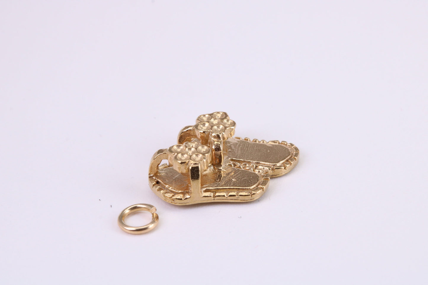 Sandals Charm, Traditional Charm, Made from Solid Yellow Gold, British Hallmarked, Complete with Attachment Link