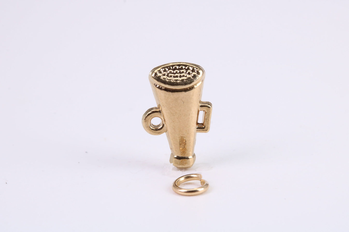 Vintage Megaphone Charm, Traditional Charm, Made from Solid Yellow Gold, British Hallmarked, Complete with Attachment Link