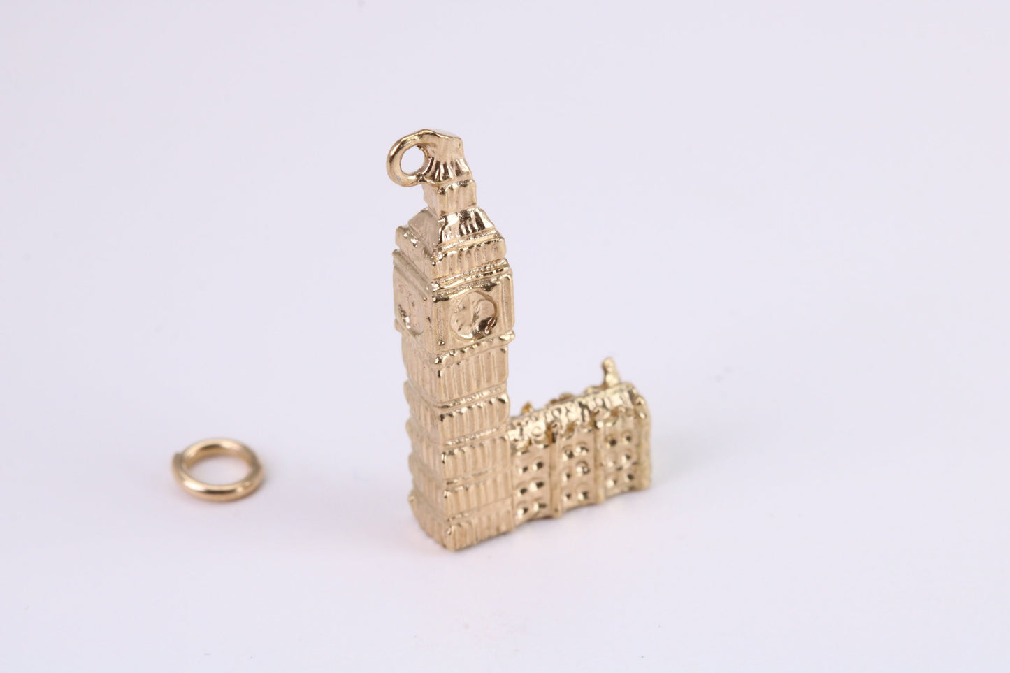 Iconic London Big Ben Charm, Traditional Charm, Made from Solid Yellow Gold, British Hallmarked, Complete with Attachment Link