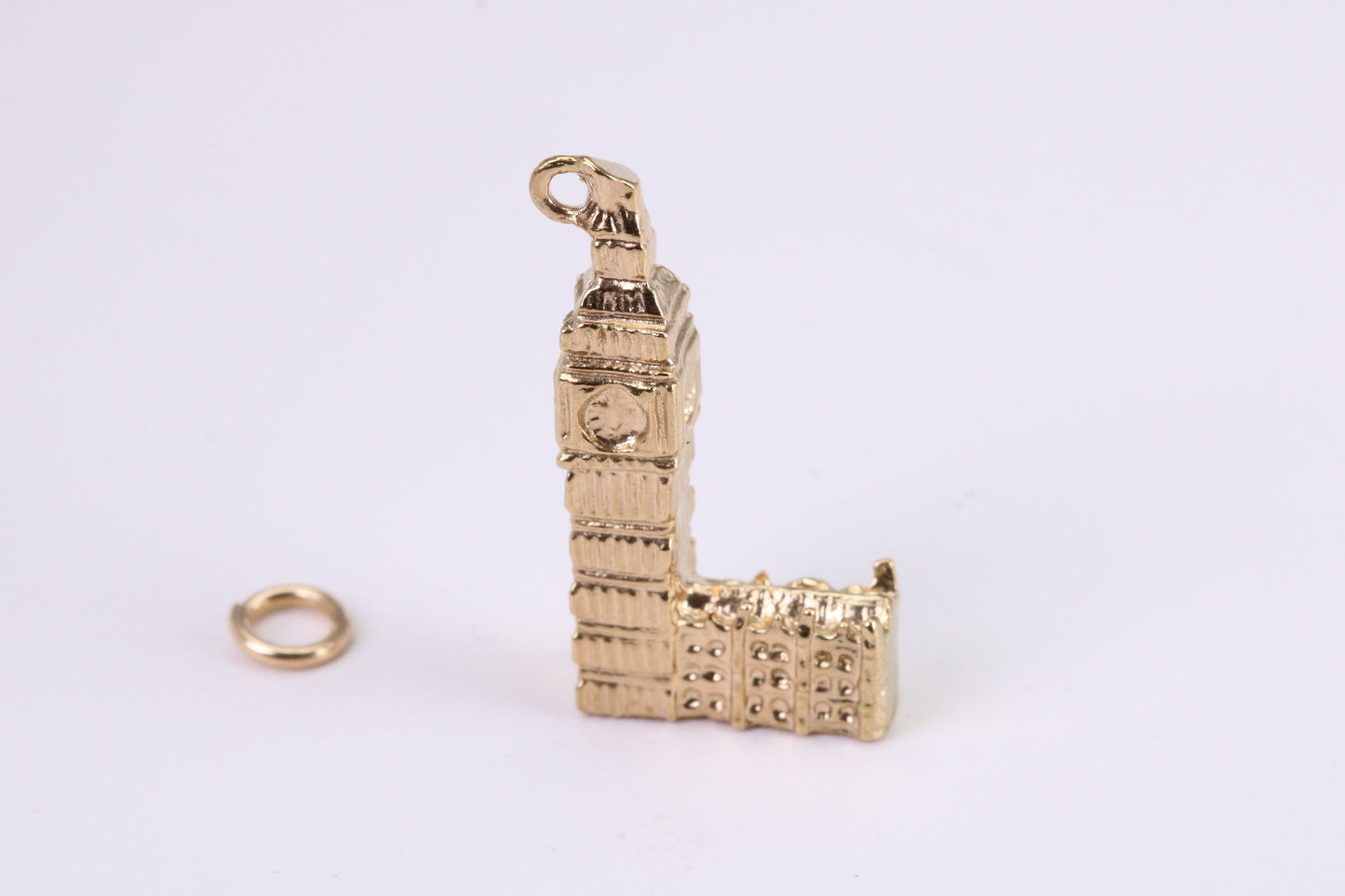 Iconic London Big Ben Charm, Traditional Charm, Made from Solid Yellow Gold, British Hallmarked, Complete with Attachment Link