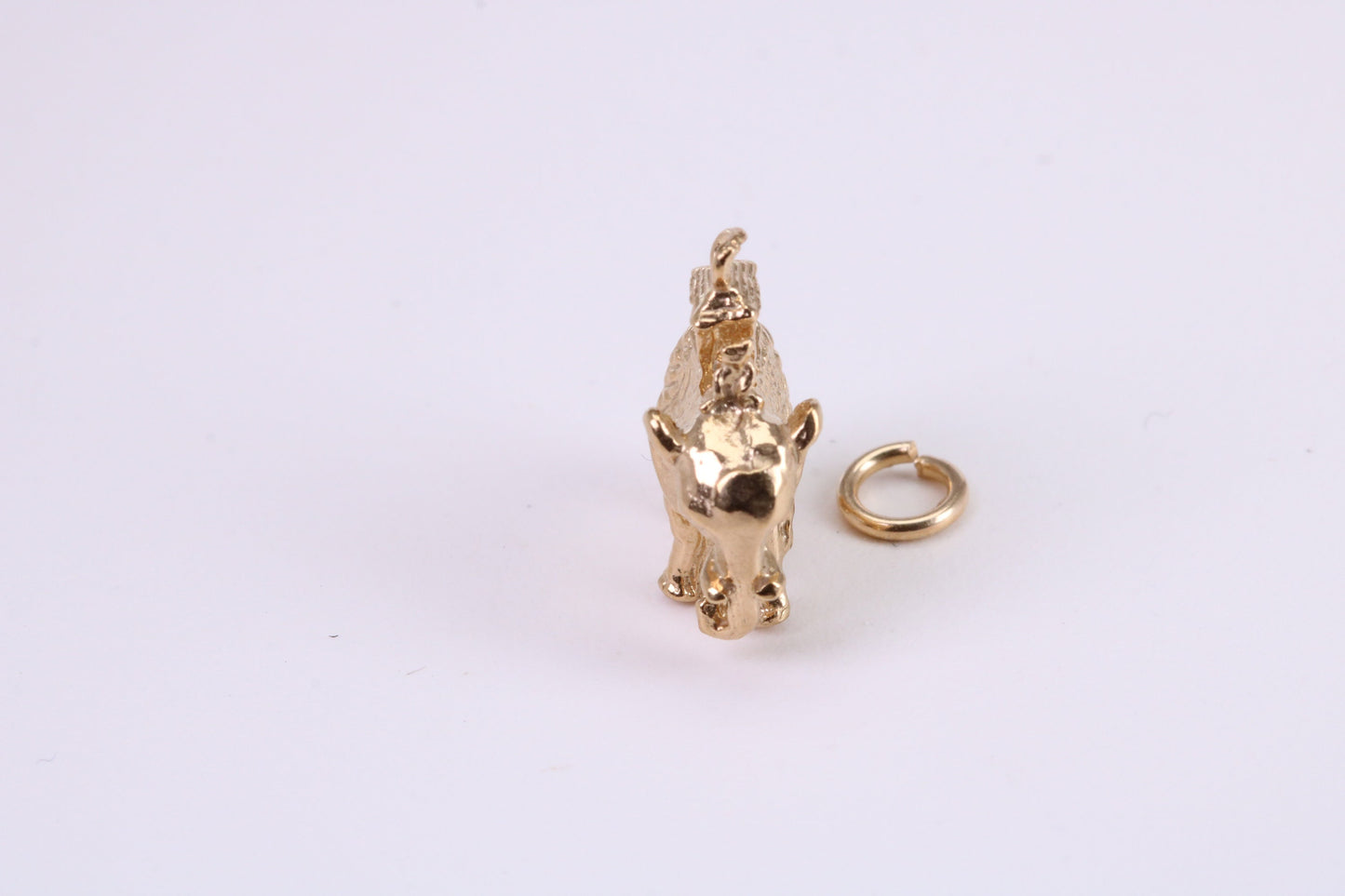 Indian Elephant Charm, Traditional Charm, Made from Solid Yellow Gold, British Hallmarked, Complete with Attachment Link