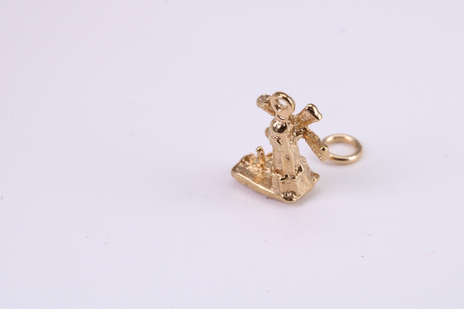 Windmill Charm, Traditional Charm, Made from Solid Yellow Gold, British Hallmarked, Complete with Attachment Link