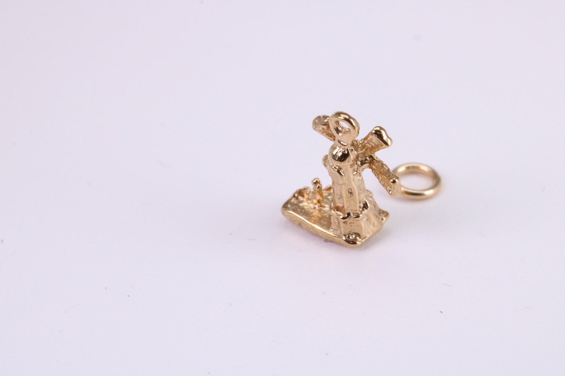 Windmill Charm, Traditional Charm, Made from Solid Yellow Gold, British Hallmarked, Complete with Attachment Link