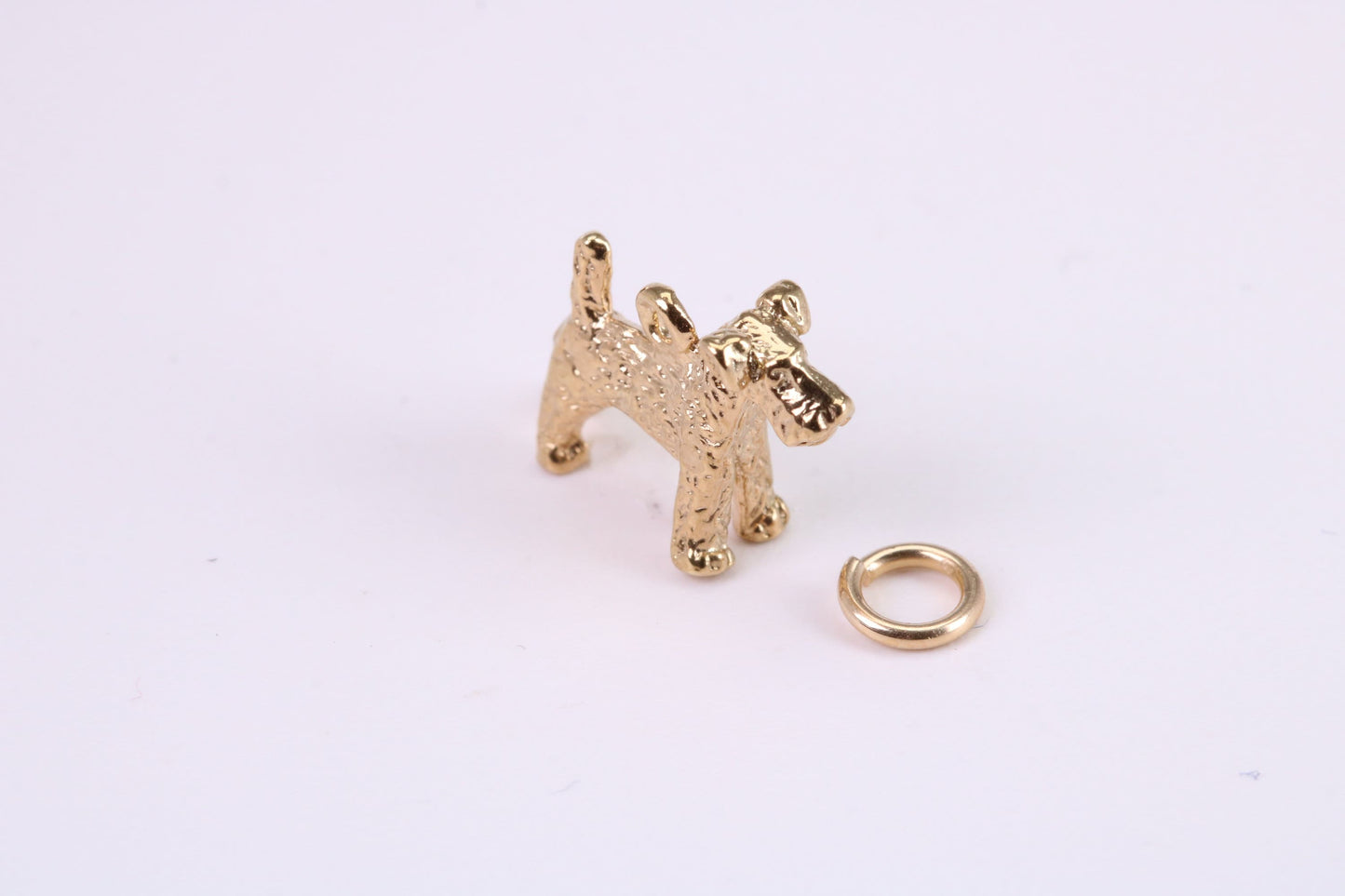 Airedale Terrier Dog Charm, Traditional Charm, Made from Solid Yellow Gold, British Hallmarked, Complete with Attachment Link