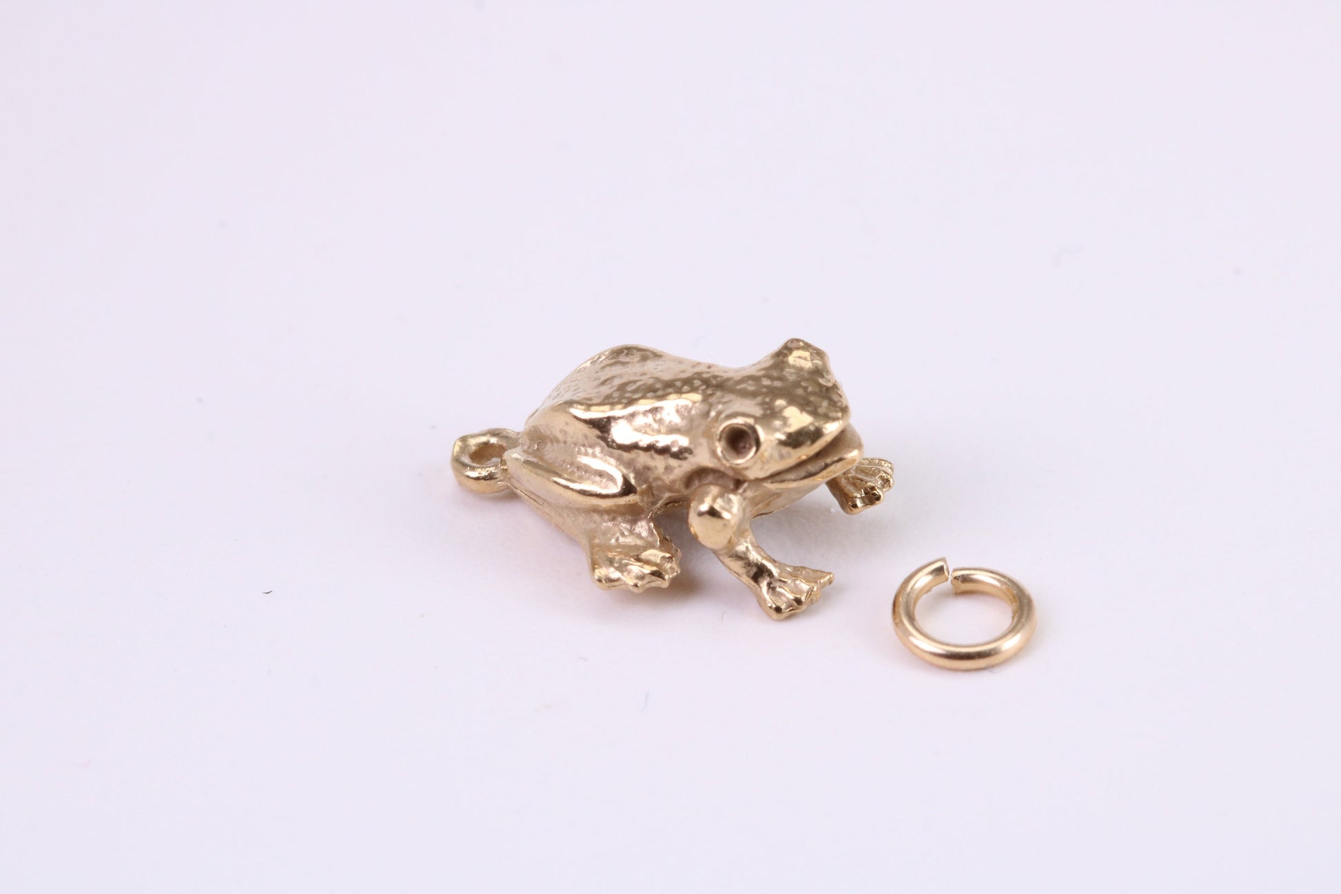 Frog Charm, Traditional Charm, Made from Solid Yellow Gold, British Hallmarked, Complete with Attachment Link