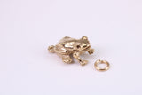 Frog Charm, Traditional Charm, Made from Solid Yellow Gold, British Hallmarked, Complete with Attachment Link