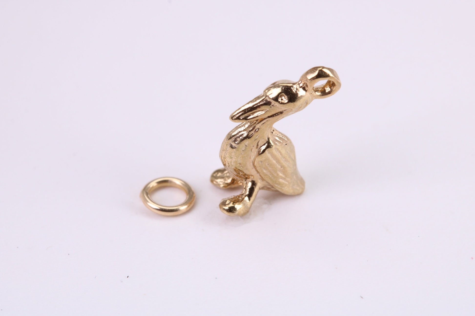 Pelican Charm, Traditional Charm, Made from Solid Yellow Gold, British Hallmarked, Complete with Attachment Link