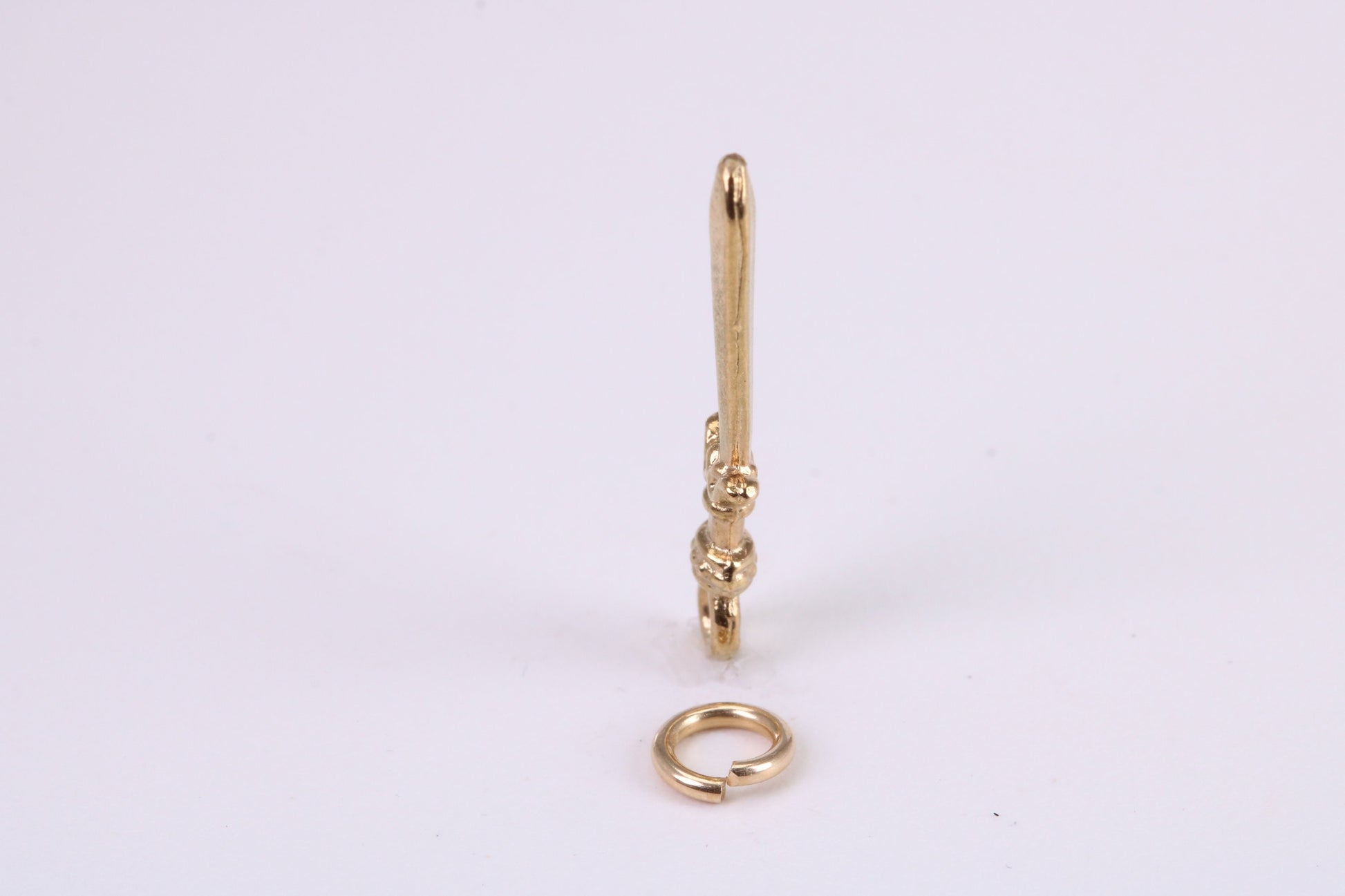 Sword Charm, Traditional Charm, Made from Solid Yellow Gold, British Hallmarked, Complete with Attachment Link