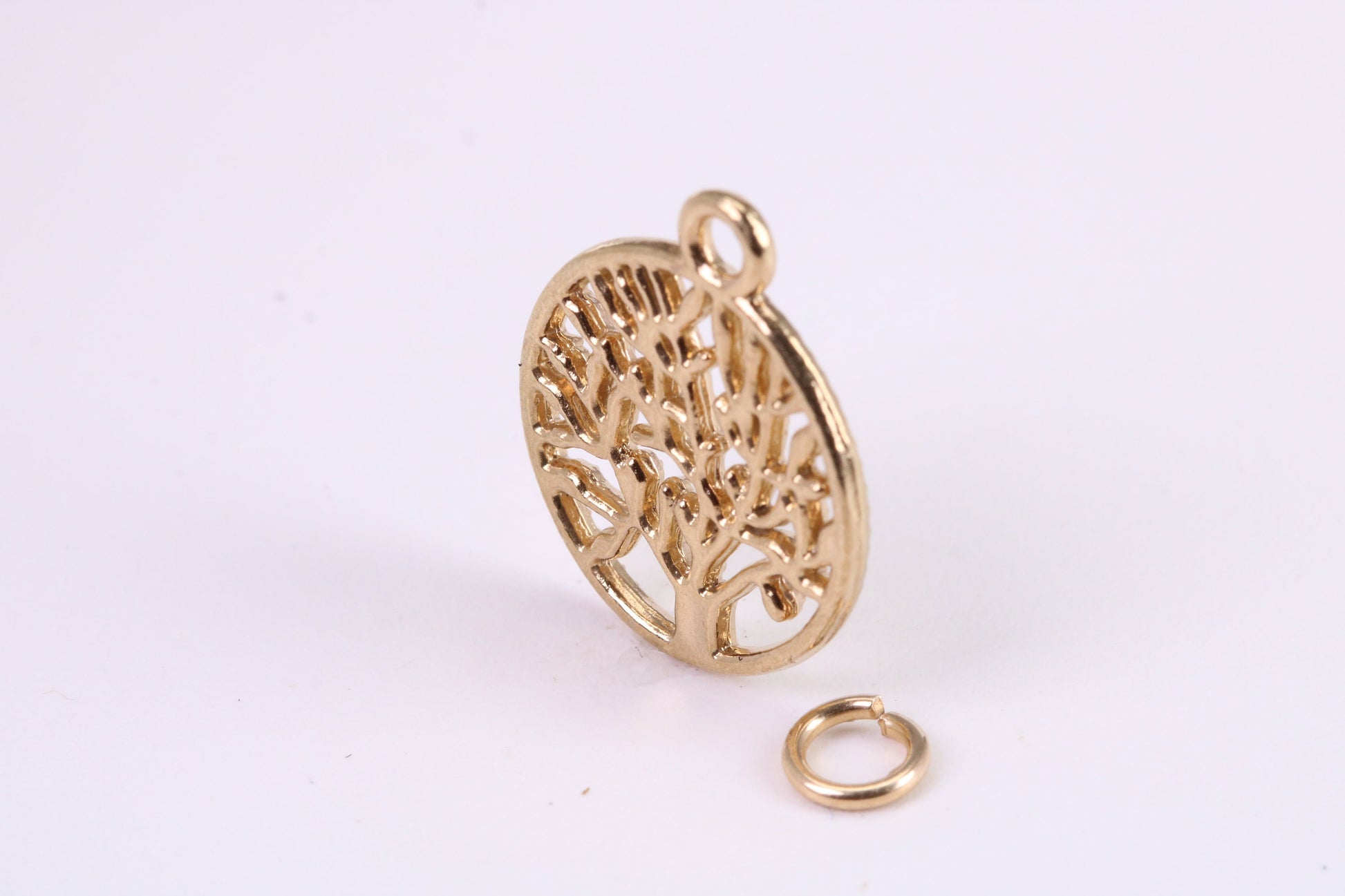 Tree of Life Charm, Traditional Charm, Made from Solid Yellow Gold, British Hallmarked, Complete with Attachment Link