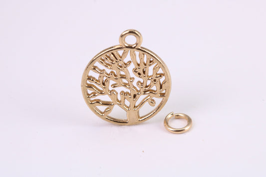 Tree of Life Charm, Traditional Charm, Made from Solid Yellow Gold, British Hallmarked, Complete with Attachment Link