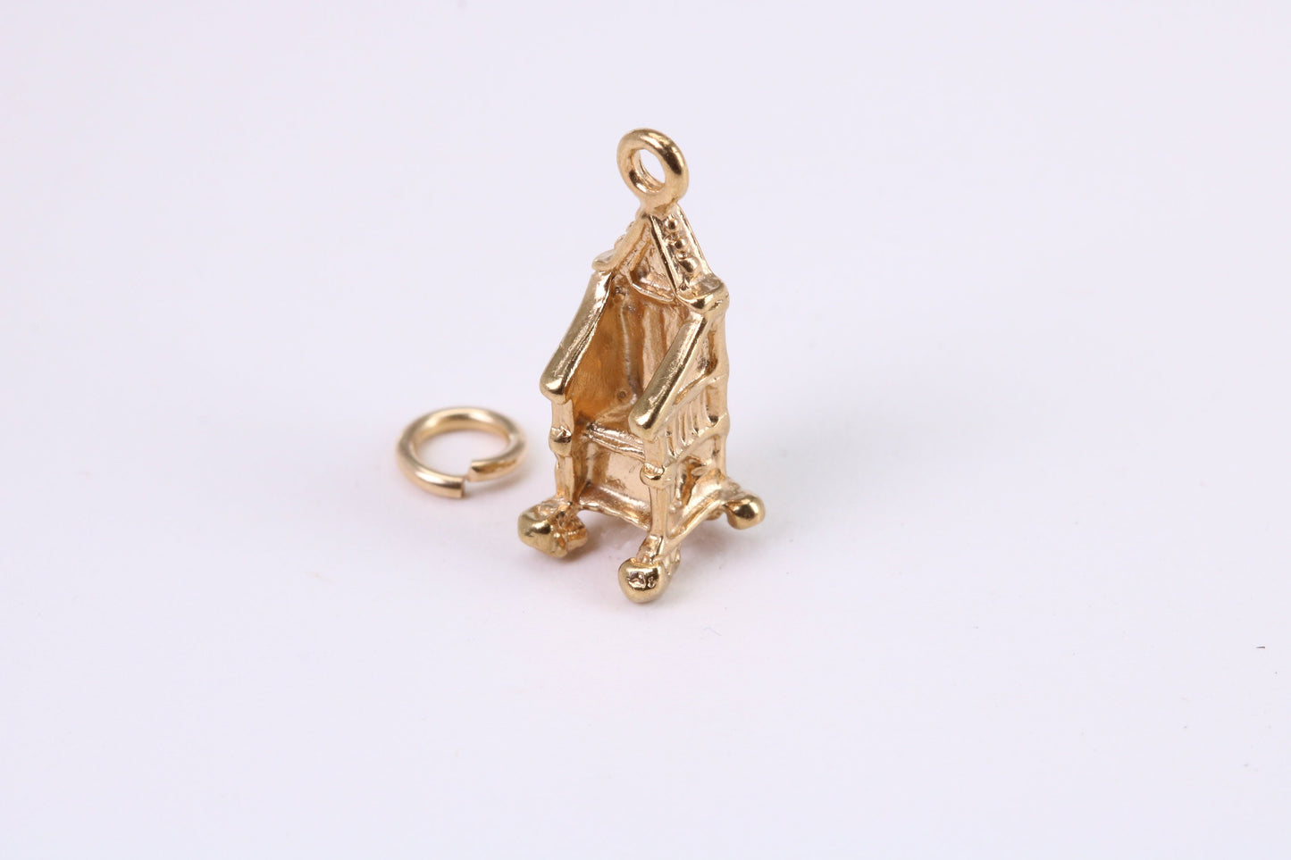 Throne Charm, Traditional Charm, Made from Solid Yellow Gold, British Hallmarked, Complete with Attachment Link