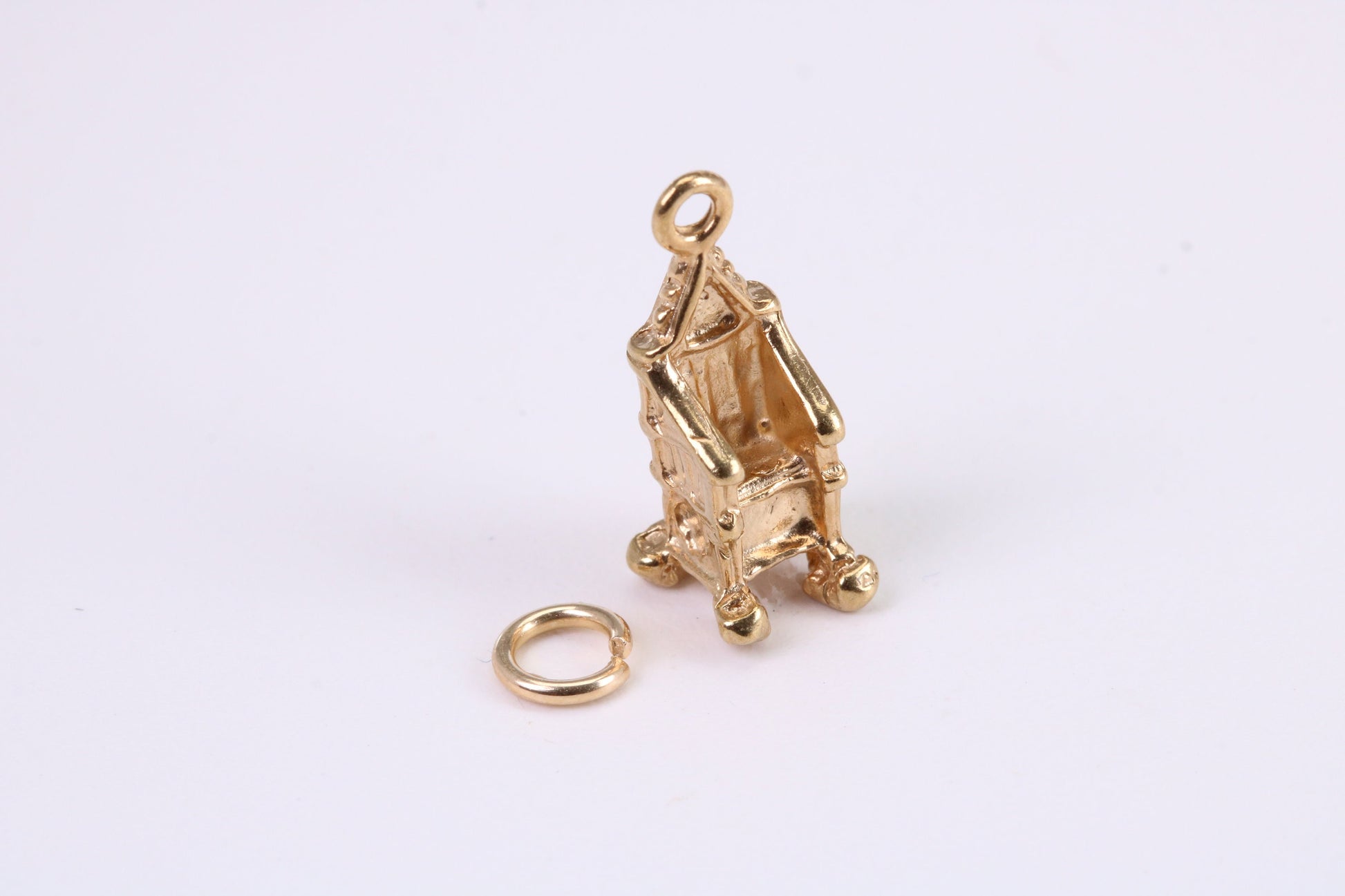 Throne Charm, Traditional Charm, Made from Solid Yellow Gold, British Hallmarked, Complete with Attachment Link