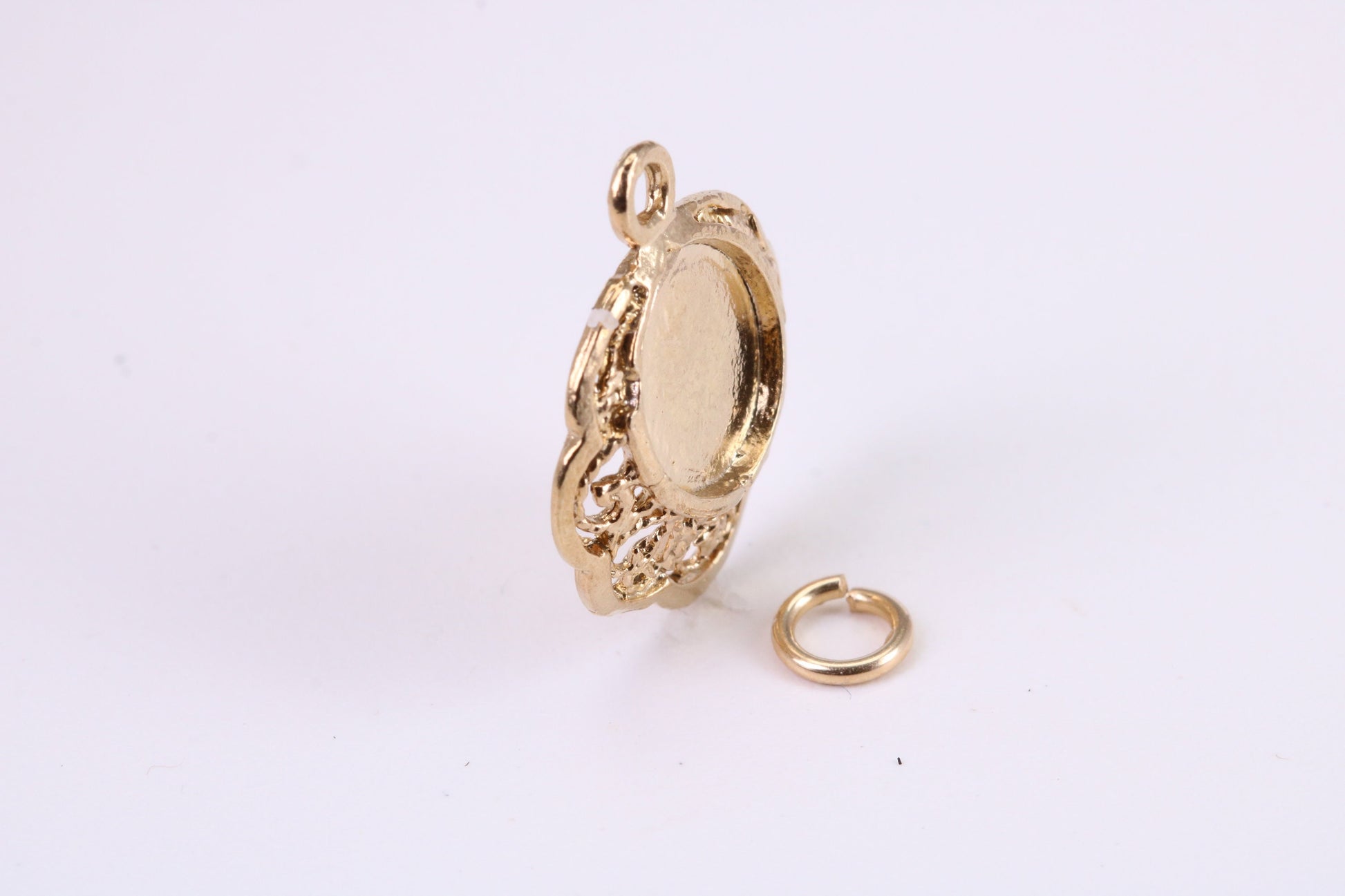 Vintage Mirror Charm, Traditional Charm, Made from Solid Yellow Gold, British Hallmarked, Complete with Attachment Link