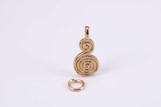 Spiral of Life Charm, Traditional Charm, Made from Solid Yellow Gold, British Hallmarked, Complete with Attachment Link