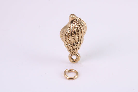 Sea Shell Charm, Traditional Charm, Made from Solid Yellow Gold, British Hallmarked, Complete with Attachment Link