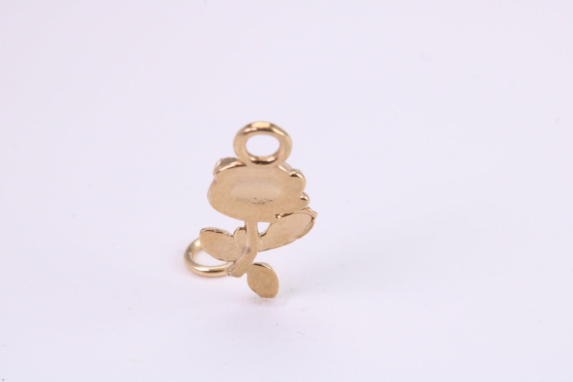 Rose Flower Charm, Traditional Charm, Made from Solid Yellow Gold, British Hallmarked, Complete with Attachment Link