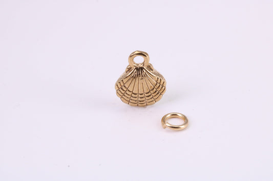 Sea Shell Charm, Traditional Charm, Made from Solid Yellow Gold, British Hallmarked, Complete with Attachment Link