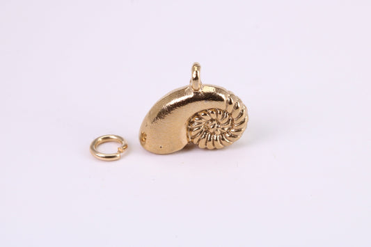 Sea Shell Charm, Traditional Charm, Made from Solid Yellow Gold, British Hallmarked, Complete with Attachment Link