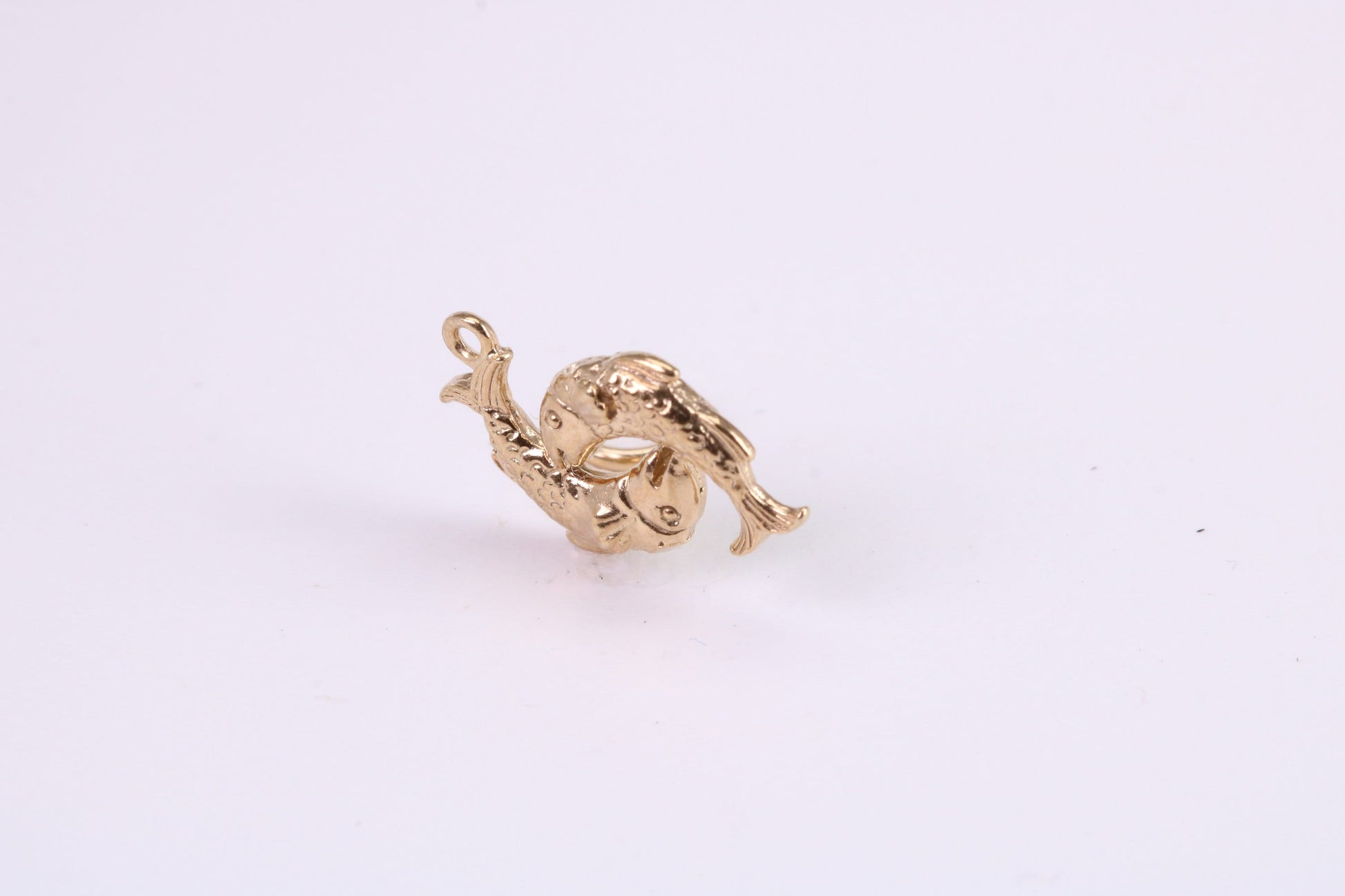 Salmon Fish Charm, Traditional Charm, Made from Solid Yellow Gold, British Hallmarked, Complete with Attachment Link