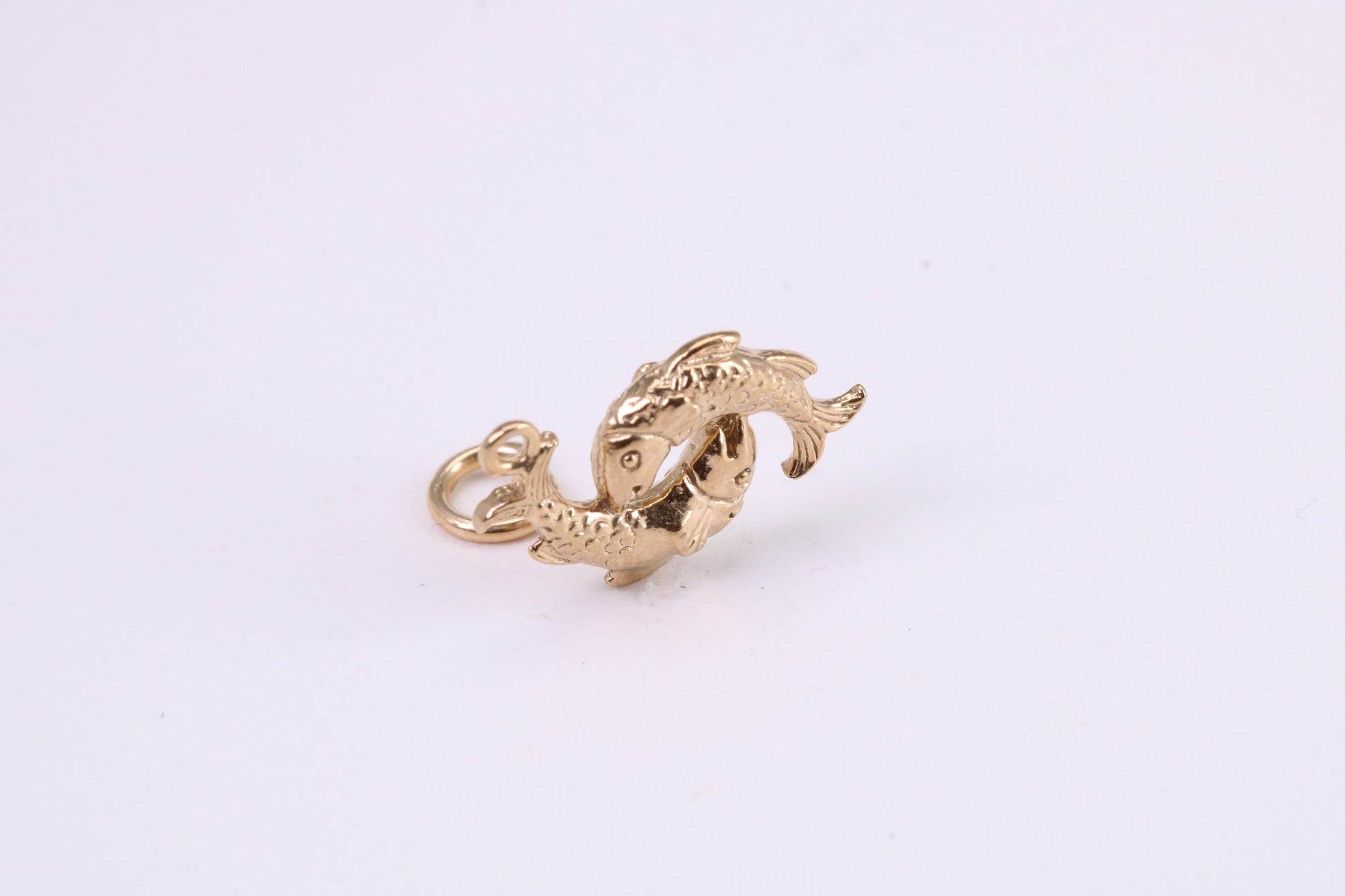 Salmon Fish Charm, Traditional Charm, Made from Solid Yellow Gold, British Hallmarked, Complete with Attachment Link