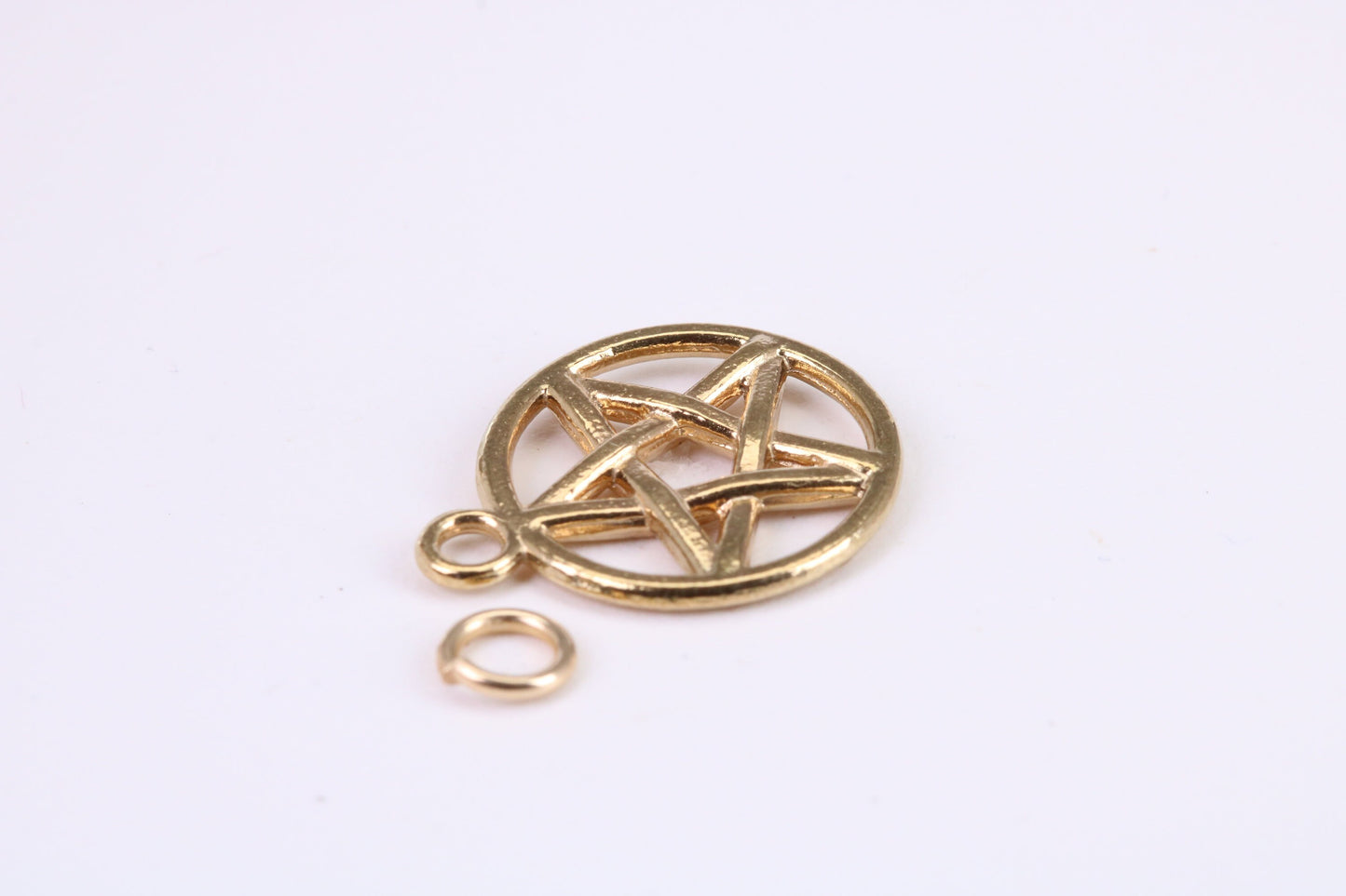 Gold Pentagram Pendant, Made from Solid 14K Yellow Gold with British Hallmark