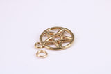 Gold Pentagram Pendant, measuring 22 mm round, Made from Solid cast 14K Yellow Gold with British Hallmark