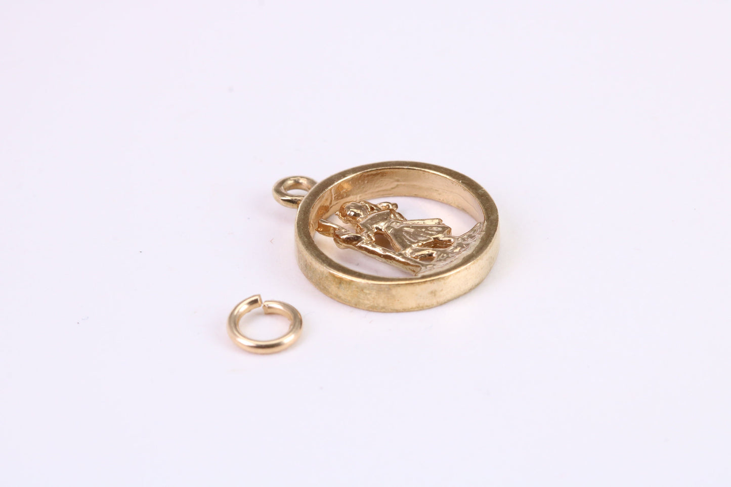 Round St Christopher Necklace Together with 18 Inch Long Chain, Made from Solid Yellow Gold, British Hallmark