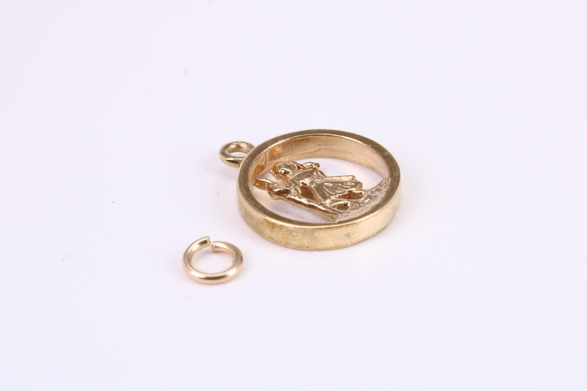 Round St Christopher Necklace Together with 18 Inch Long Chain, Made from Solid Yellow Gold, British Hallmark