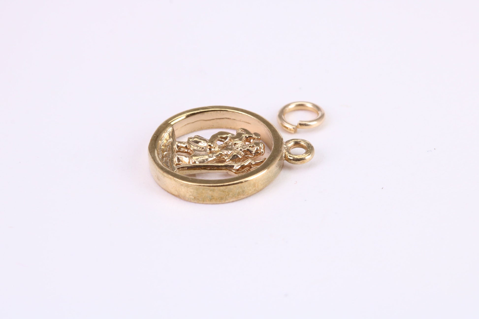 Round St Christopher Necklace Together with 18 Inch Long Chain, Made from Solid Yellow Gold, British Hallmark