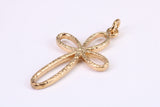 33 mm Long Cross Together with 18 Inch Long Chain, Made from Solid Yellow Gold, British Hallmarked