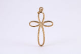 33 mm Long Cross Together with 18 Inch Long Chain, Made from Solid Yellow Gold, British Hallmarked