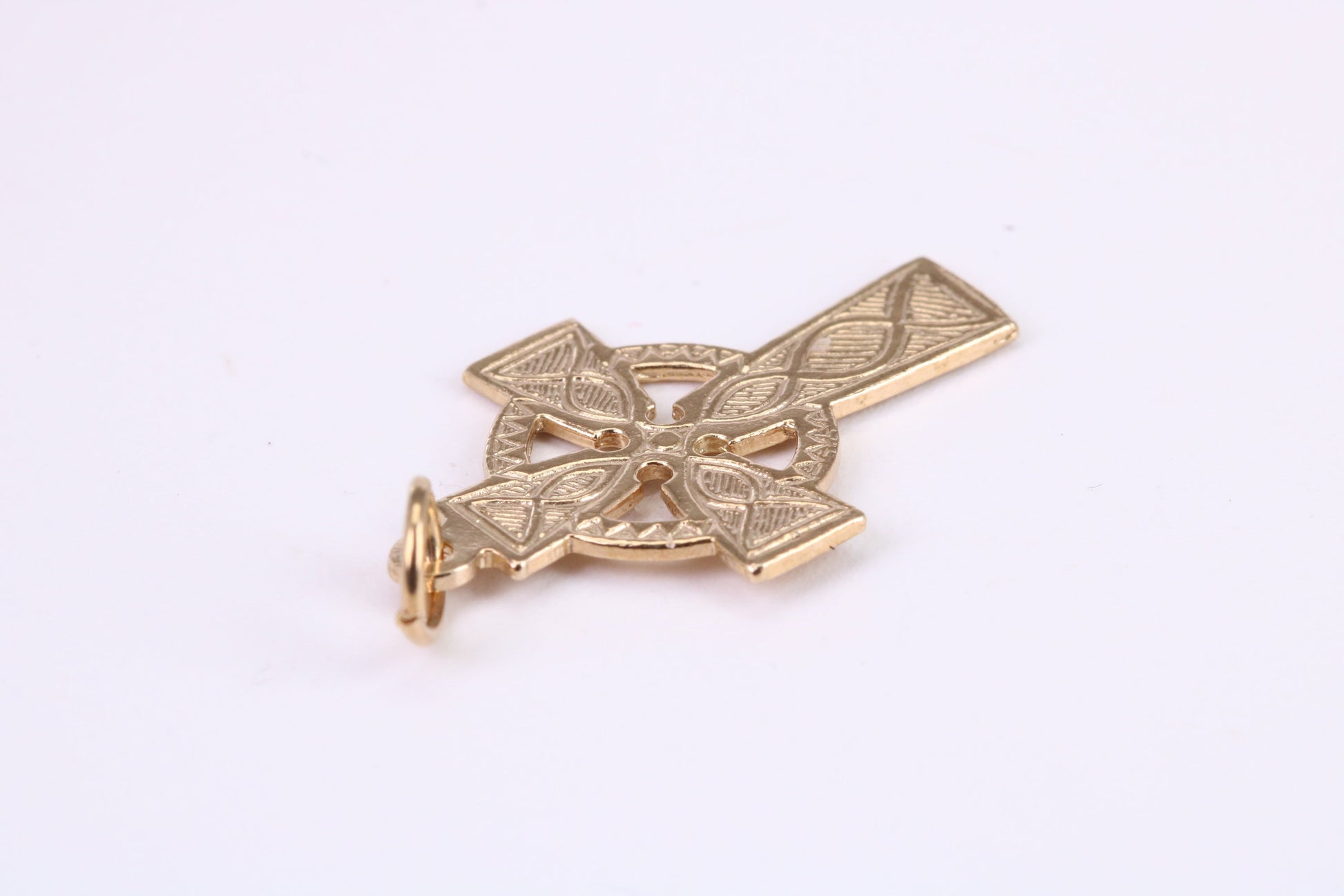 25 mm Long Celtic Cross Necklace Together with 18 Inch Long Chain, Made from Solid Yellow Gold, British Hallmarked