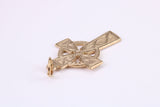 25 mm Long Celtic Cross Necklace Together with 18 Inch Long Chain, Made from Solid Yellow Gold, British Hallmarked