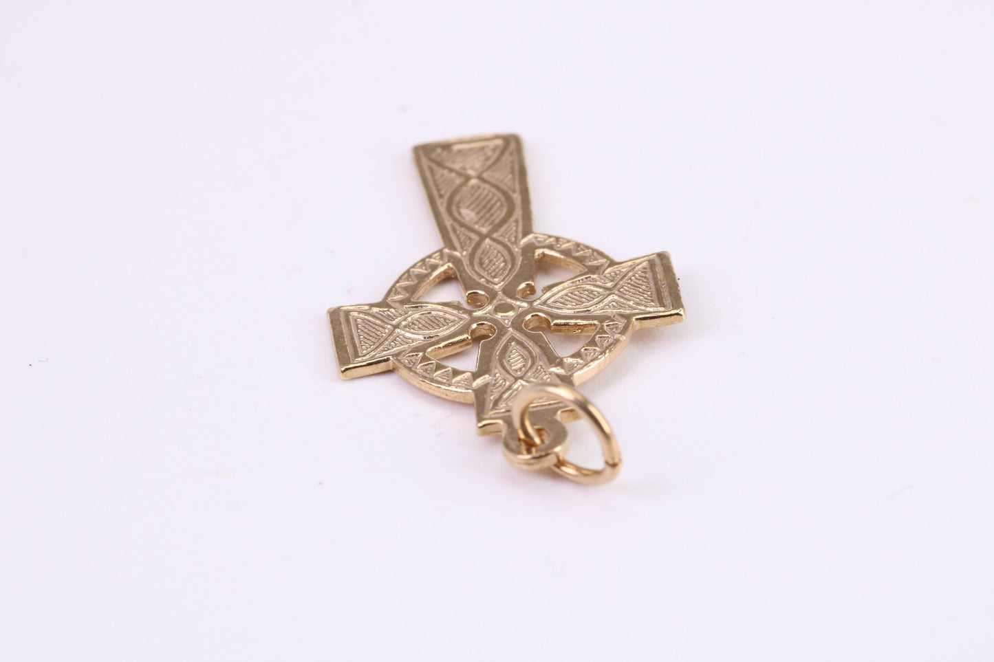 25 mm Long Celtic Cross Necklace Together with 18 Inch Long Chain, Made from Solid Yellow Gold, British Hallmarked